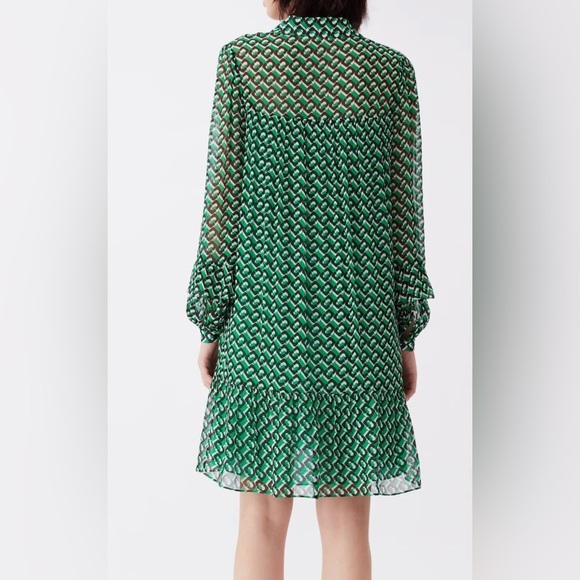 Heidi Print Long Sleeve Shift Dress Diane Von Furstenberg Size Large. Green. - Picture 3 of 16